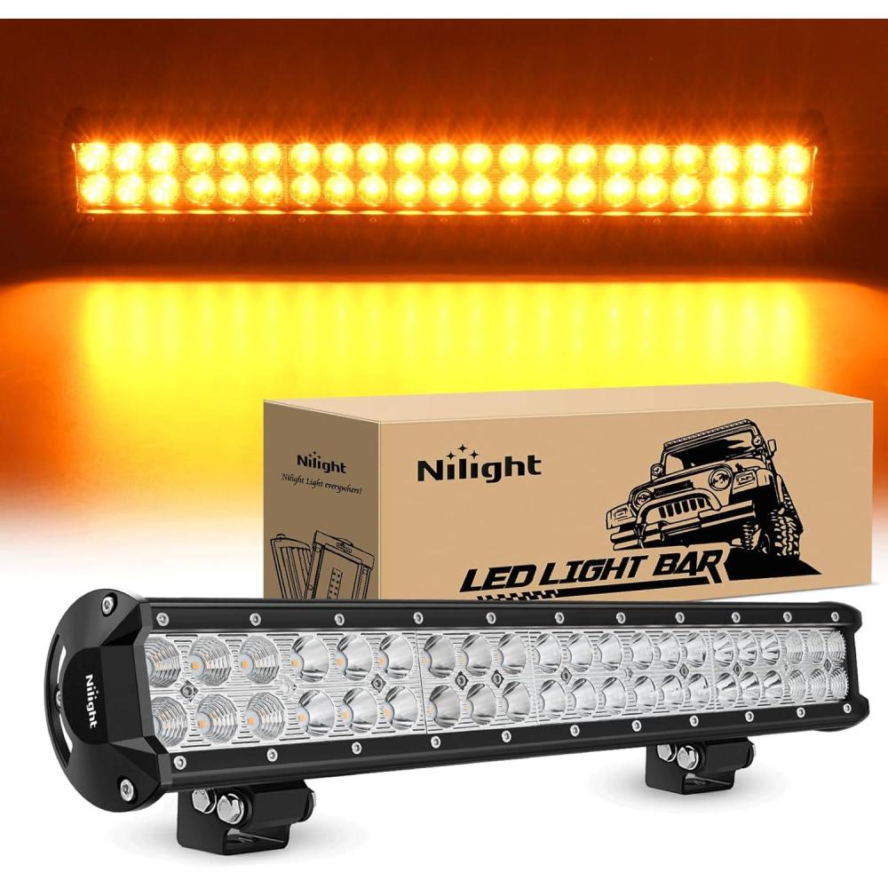 imageNilight LED Light Bar 9Inch 54W 3600LM Spot Off Road Driving Lamp Super Bright Waterproof Fog Work Lighting for Trucks SUV ATV UTV Pickup Boat Tractor 4x4 Van CamperAmber