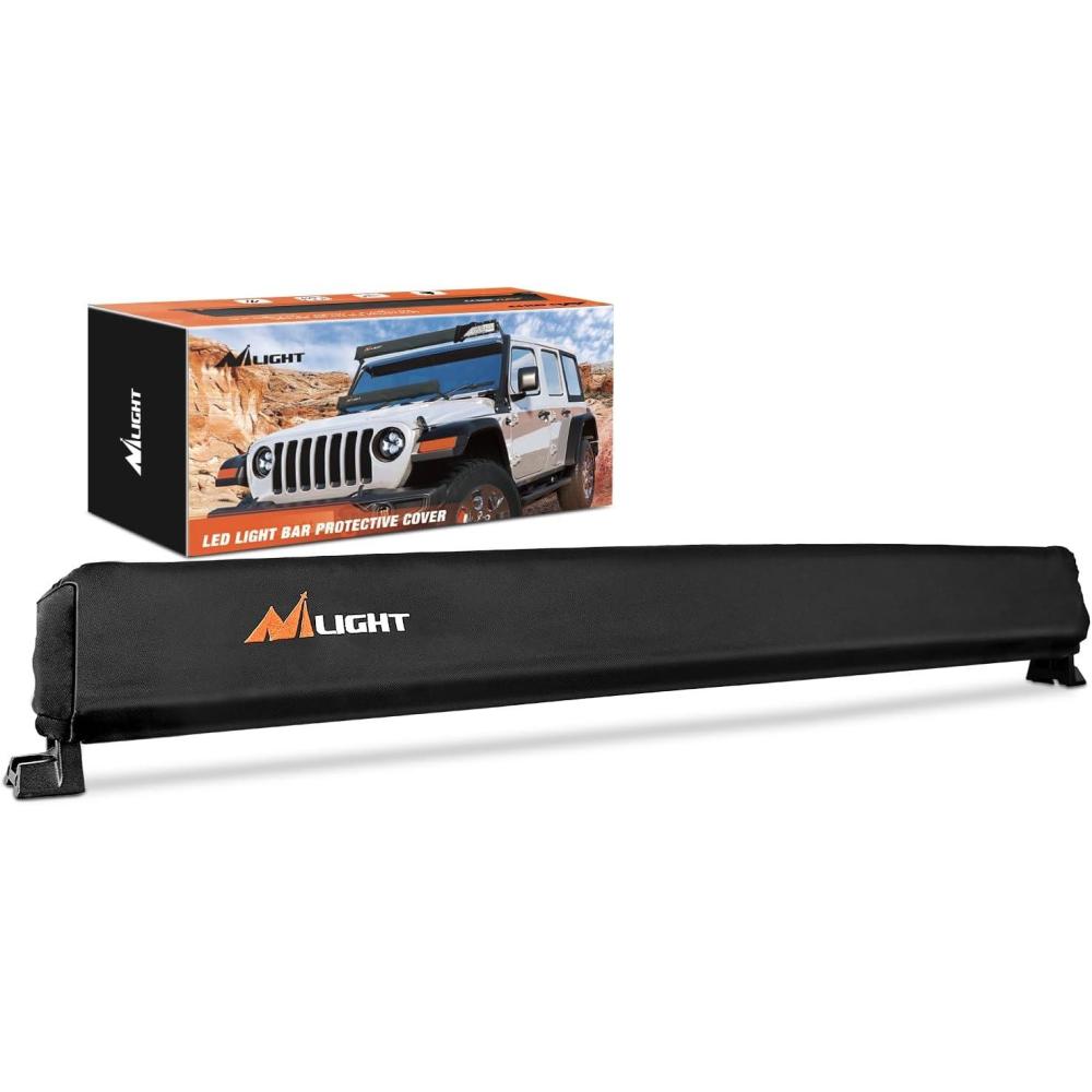 imageNilight LED Light Bar Cover 52 Inches Black Nylon Protective Sleeve Universal Fit Straight and Curved Bar Waterproof Dustproof ScratchProof Cove for Driving Off Road LightRectangular Black Nylon