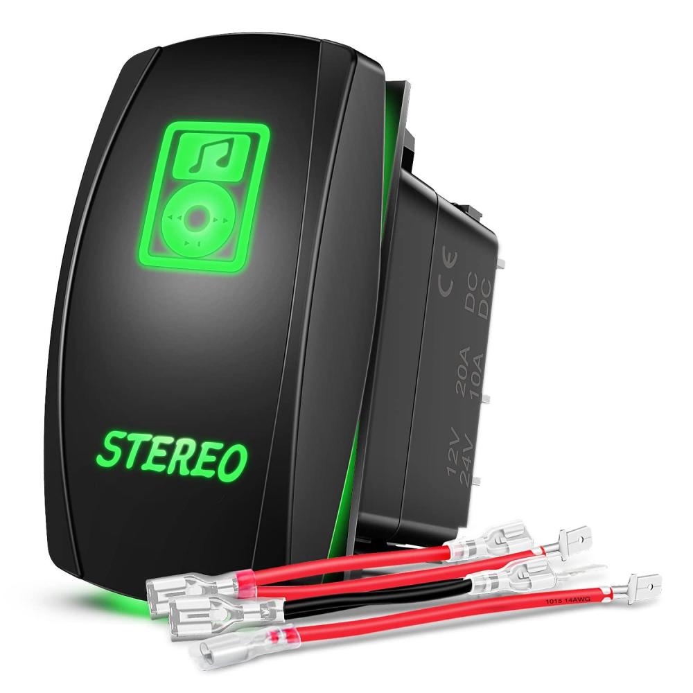 imageNilight LED Light Bar Rocker Switch Stereo Rocker Switch 5 Pin Laser OnOff Switch 20A12V 10A24V Switch Jumper Wires Set90006B  BlueGreen