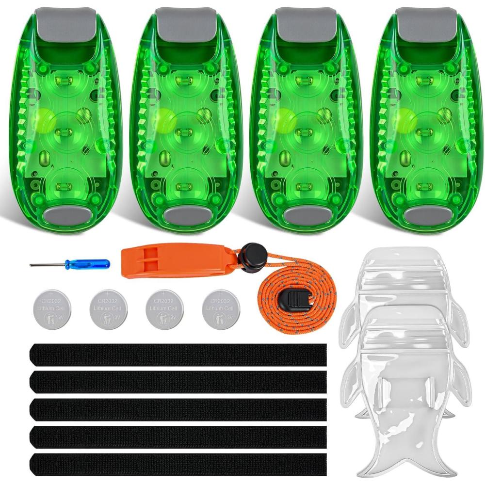 imageNilight LED Safety Light 4PCS Green Marine Navigation Bike Tail Lights Three Modes Waterproof Reflective Gear Clip On Flash Strobe Indicator Lamp for Night Boating Fishing Cycling JoggingGreen