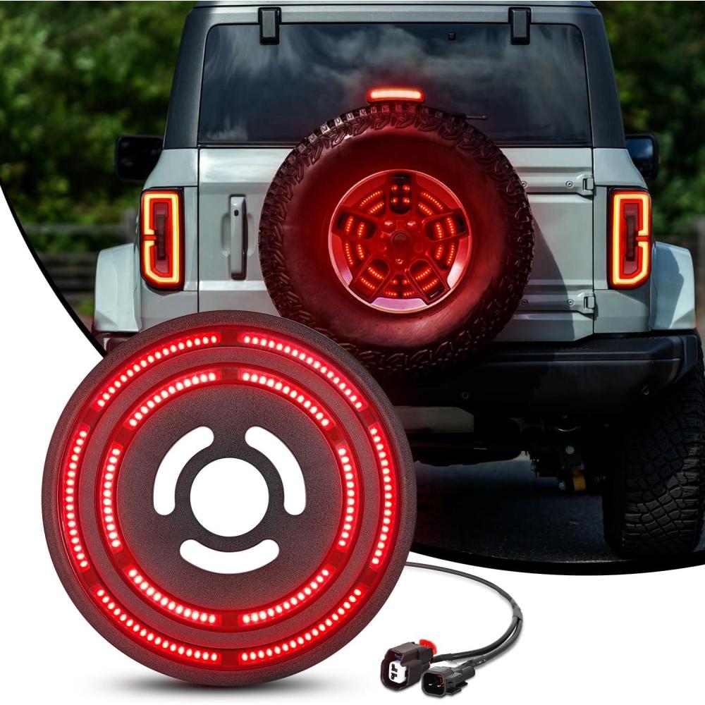 imageNilight LED Third Brake Lights High Mount Stop Tail Light with Smoked Lens for 20072018 Wrangler JKFord Bronco 20212025 Tire Brake Light