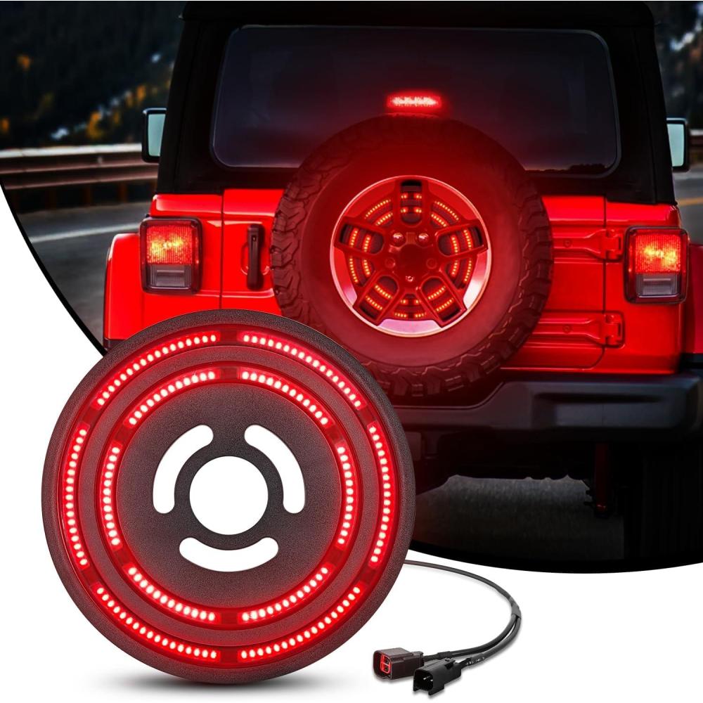 imageNilight LED Third Brake Lights High Mount Stop Tail Light with Smoked Lens for 20072018 Wrangler JKJK 20072017 Tire Brake Light Double Row