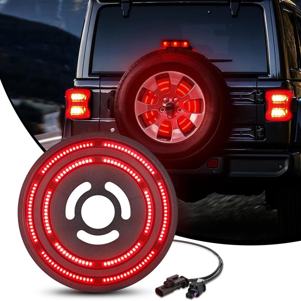 imageNilight LED Third Brake Lights High Mount Stop Tail Light with Smoked Lens for 20072018 Wrangler JKJL 20182025 Tire Brake Light Double Row