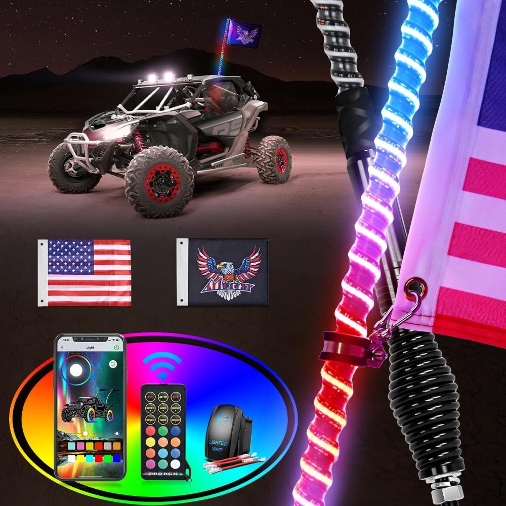 imageNilight LED Whip Light 1 PC 3FT COB RGB Lighted Antenna Whips with Spring Base Remote ampamp App Control DIY Chasing Patterns for Canam Offroad ATV UTV RZR Polaris Dune Buggy 4Wheeler Truck3FT1PC