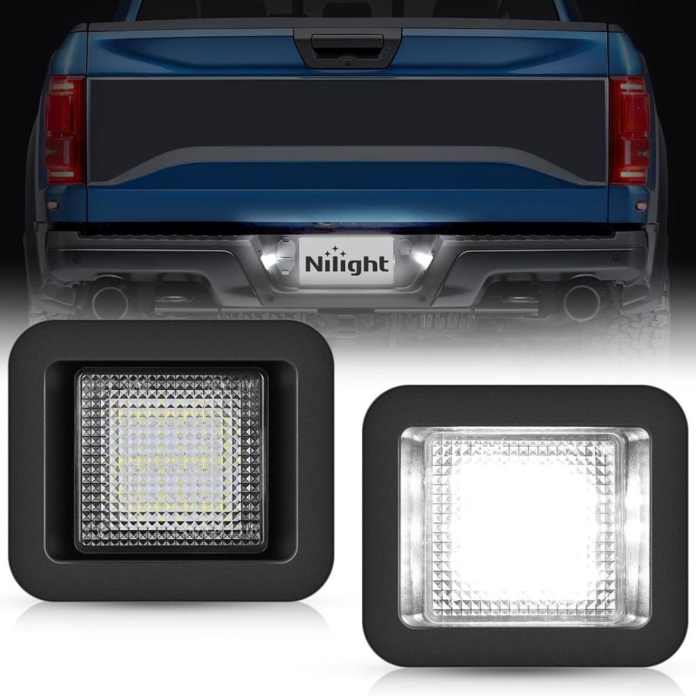 imageNilight License Plate Lights Compatible with 19992001 2002 2003 2004 2005 2006 2007 2008 2009 2010 2011 2012 2013 Chevy Silverado 1500 2500 3500 GMC Sierra Black housing 6000K White 2PCS PackWhite 20152020 F150