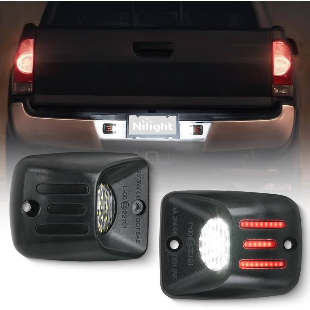 imageNilight License Plate Lights Compatible with 19992001 2002 2003 2004 2005 2006 2007 2008 2009 2010 2011 2012 2013 Chevy Silverado 1500 2500 3500 GMC Sierra Black housing 6000K White 2PCS PackRed 19952004 Tacoma