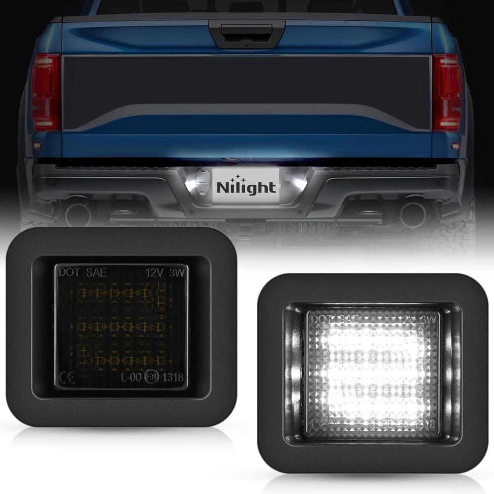 imageNilight License Plate Lights Compatible with 19992001 2002 2003 2004 2005 2006 2007 2008 2009 2010 2011 2012 2013 Chevy Silverado 1500 2500 3500 GMC Sierra Black housing 6000K White 2PCS PackSmoke 20152020 F150