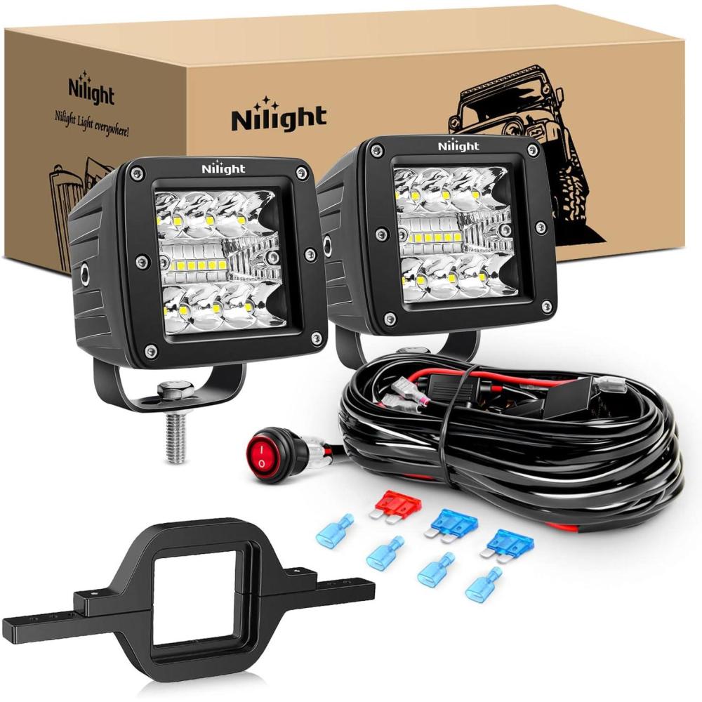 imageNilight Marine LED Light Pods Navigation Lights 2PCS 3 Inch White Spot Flood Combo Ponton Boat Deck Dock Lighting for Night Fishing Ttop Stern Yacht Port Sailboat Trucks Tractors2Pcs Led Pods 2 tow hitch Wiring Harness