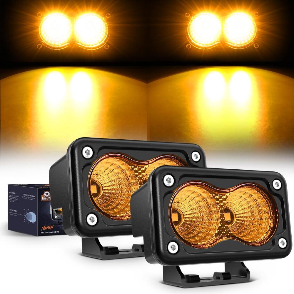 imageNilight Motorcycle Amber LED Pods 2 PCS 3 Inch 1070LM Flood Offroad Fog Driving Auxiliary Light w18AWG DT Wiring Harness Kit for ATV Truck Boat Tractor ForkliftAmber Led Pods