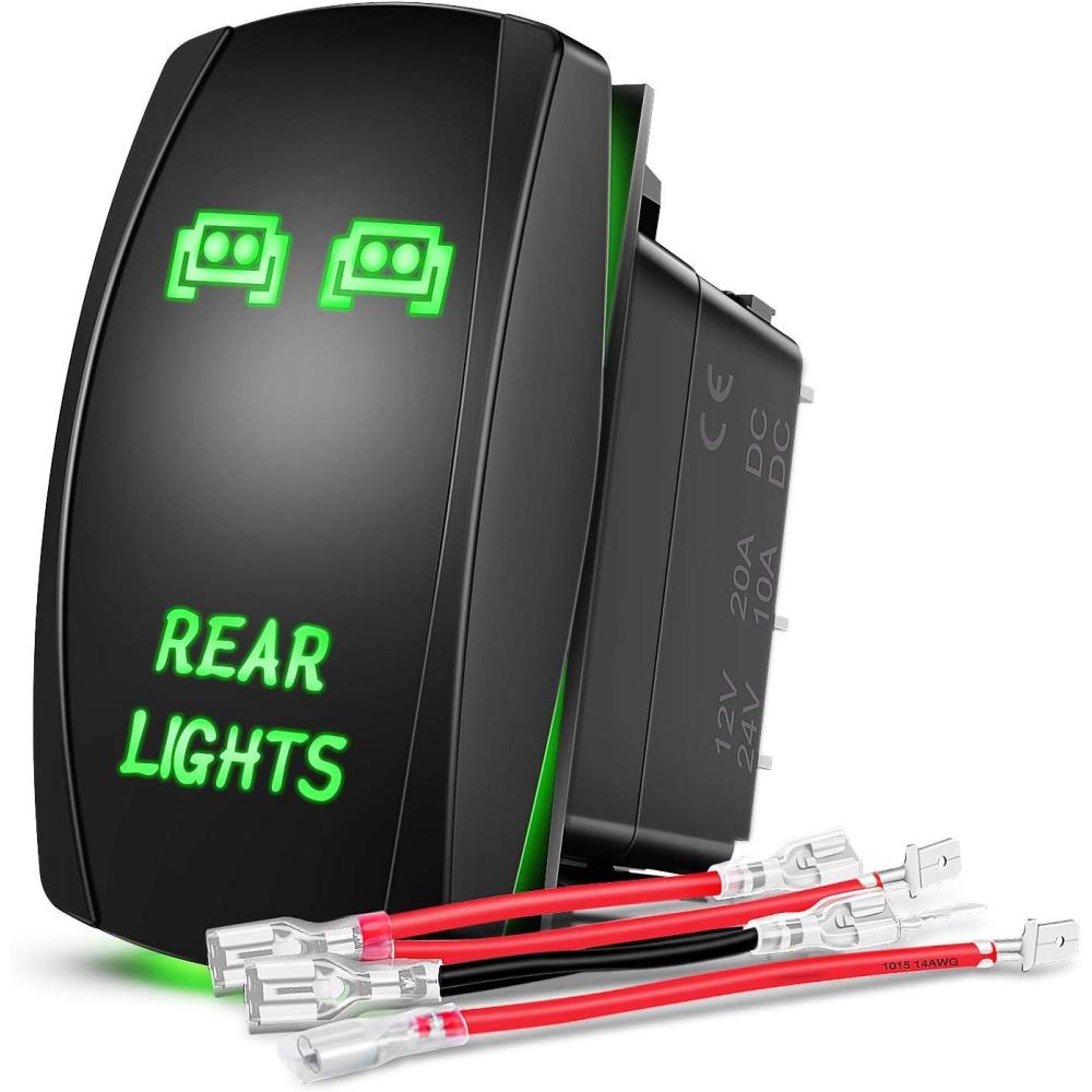 imageNilight NIRS05 LED Light Bar Rocker Switch 5Pin Laser OnOff Rear Lights Rocker Switch 20A12V 10A24V Switch Jumper Wires Set2 years Warranty  BlueGreen