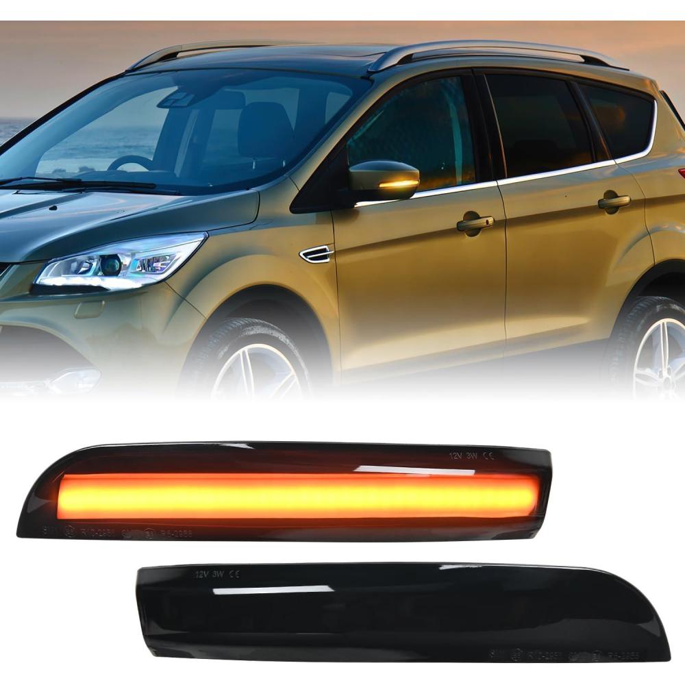 imageNilight Side Mirror Marker Light Switchback Amber Turn Signals White Day Running Lights Smoked Lens Plug and Play Compatible With 20092014 Ford F150 20102014 RaptorFord 20132018 KugaCMax