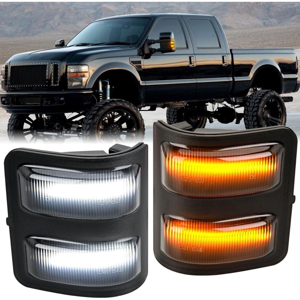imageNilight Side Mirror Marker Light Switchback Amber Turn Signals White Day Running Lights Smoked Lens Plug and Play Compatible With 20092014 Ford F150 20102014 RaptorFord 20182016