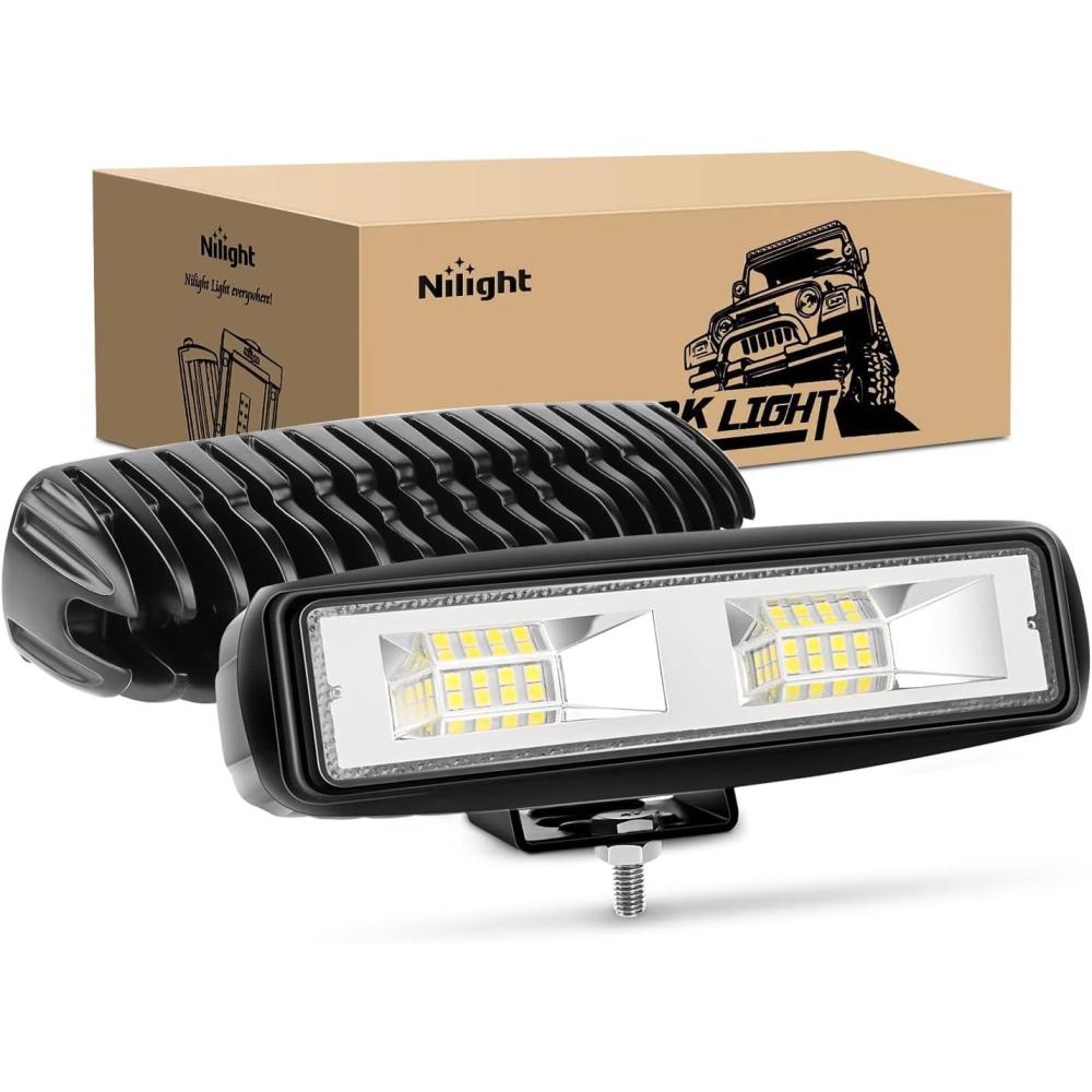 imageNilight Side Shooter LED Pods 2PCS 65 Inch 60W Flood Spot Beam Combo Light Bar Fog Driving Lights Work Lighting for Truck ATV UTV Boat2Pcs 16LEDs Lights