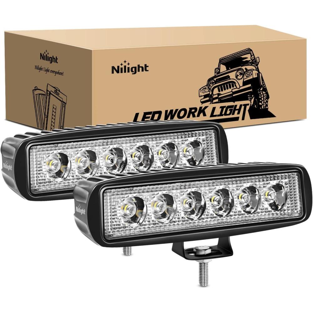 imageNilight Side Shooter LED Pods 2PCS 65 Inch 60W Flood Spot Beam Combo Light Bar LED Fog Driving Lighting Work Lamp for Truck ATV UTV Boat2Pcs 18W Lights