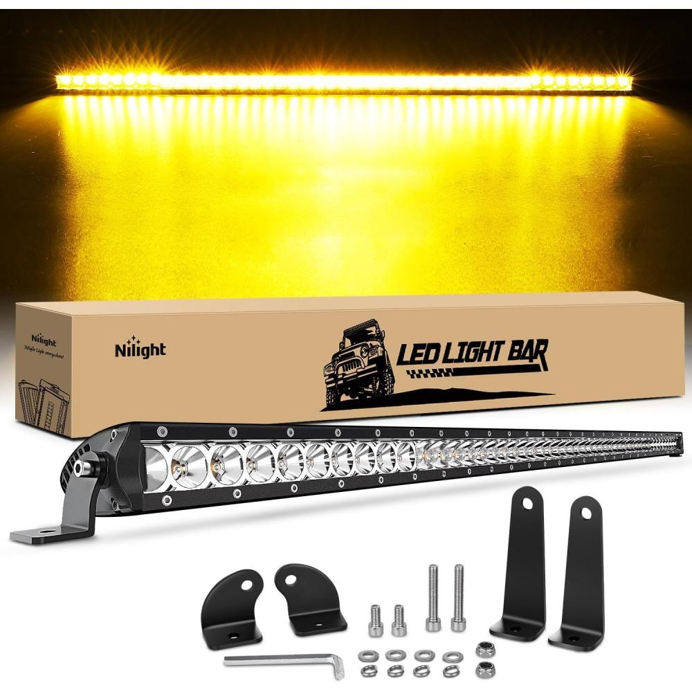 imageNilight Slim LED Light Bar 40 Inch 104LED Single Row Spot Flood Combo Fog Lights Driving Light Work Lights Roof Bumper Lamp Offroad Lighting for 4x4 Trucks SUV ATV UTVAmber