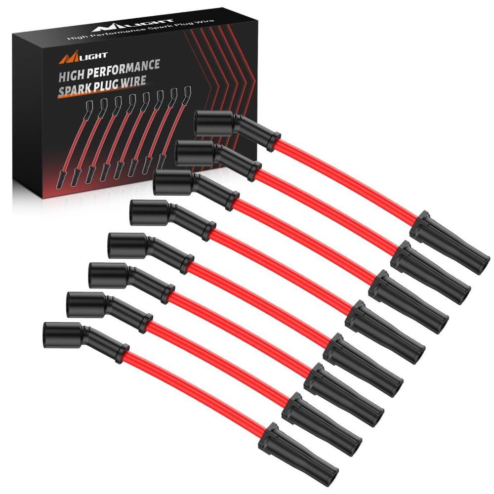 imageNilight Spark Plug Wire 105 mm Straight Boots High Performance Ignition Wire Compatible with Chevy SBC BBC 305 350 454 Electronic V8 Engine with HEI Distributor9748HH