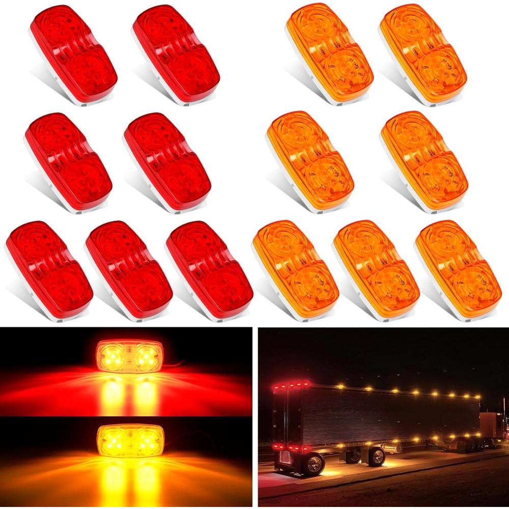 imageNilight TL03 10 PCS 34 Round Clearance LED Front Rear Side Indicator Bullet Marker Light for Truck RV Car Bus Trailer Van Caravan Boat 12V Amber14Pcs Amber Red