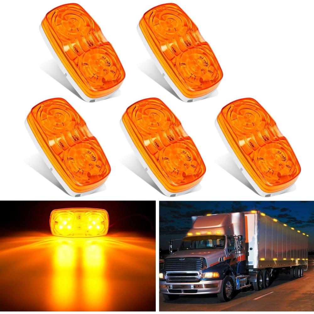 imageNilight TL03 10 PCS 34 Round Clearance LED Front Rear Side Indicator Bullet Marker Light for Truck RV Car Bus Trailer Van Caravan Boat 12V Amber5Pcs Amber