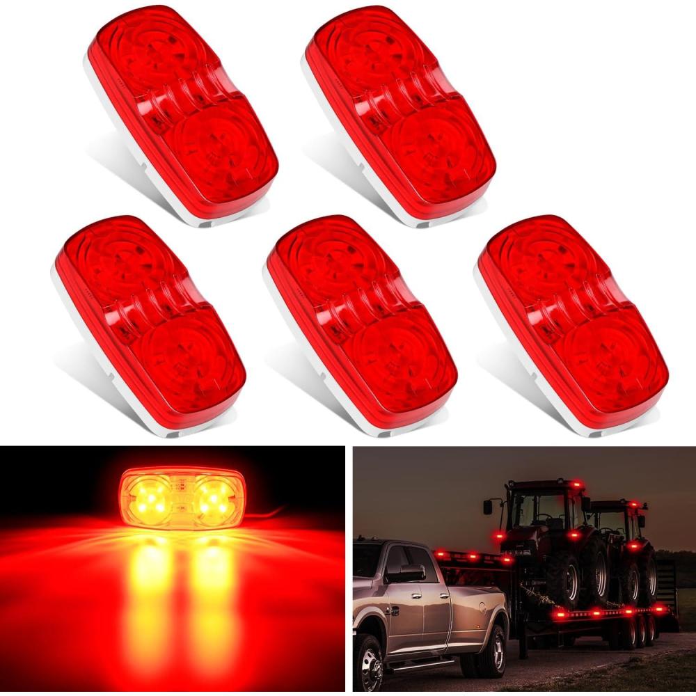 imageNilight TL03 10 PCS 34 Round Clearance LED Front Rear Side Indicator Bullet Marker Light for Truck RV Car Bus Trailer Van Caravan Boat 12V Amber5Pcs Red