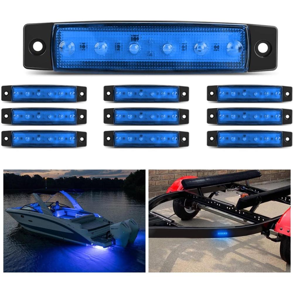 imageNilight TL14 10PCS 38 6 Amber Indicator Rear Side Truck Trailer RV Cab Boat Bus Lorry LED Marker Clearance LightBlue