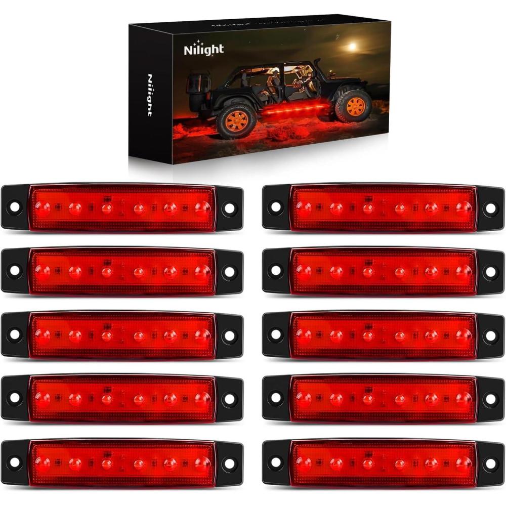 imageNilight TL14 10PCS 38 6 Amber Indicator Rear Side Truck Trailer RV Cab Boat Bus Lorry LED Marker Clearance LightRed