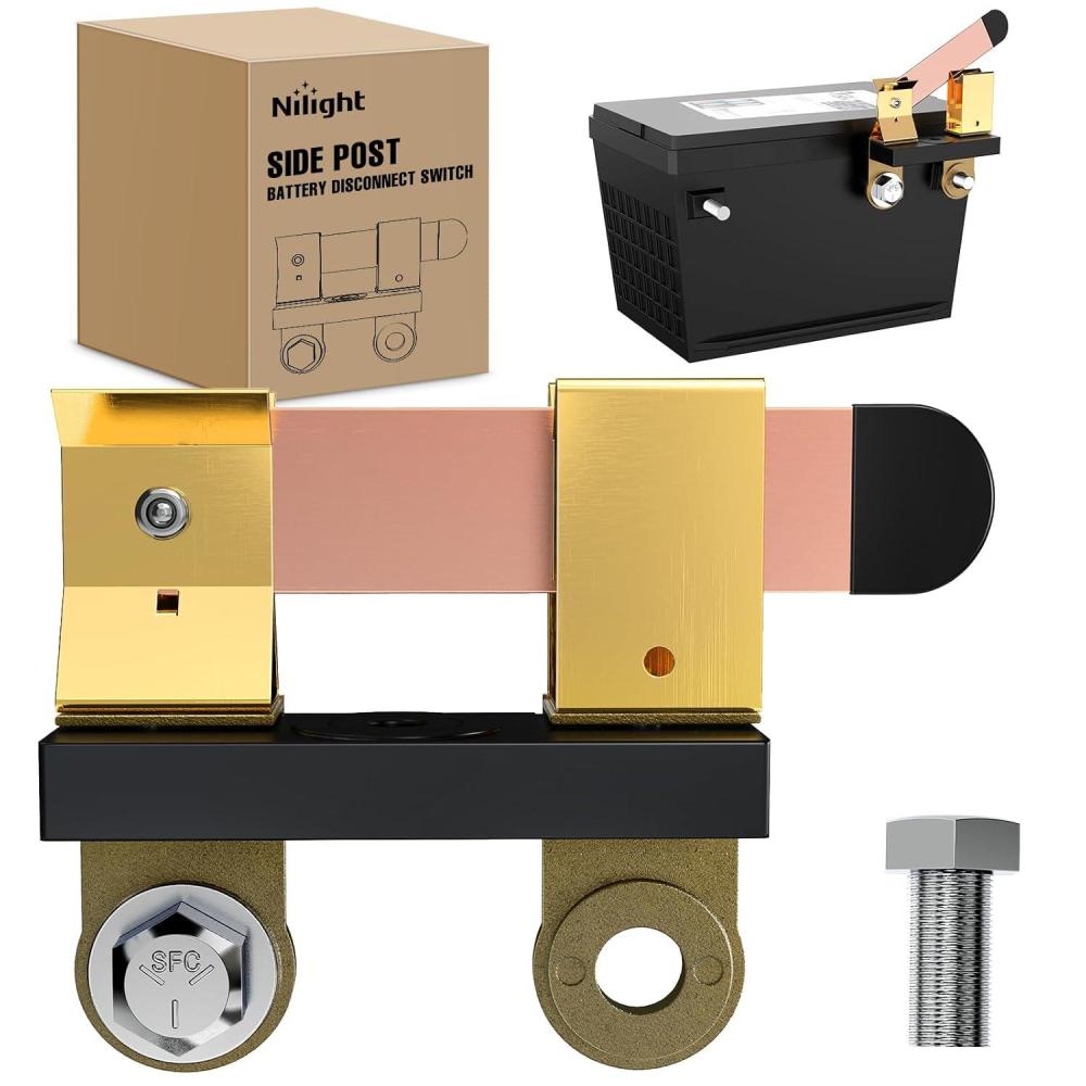 imageNilight Top Post Knife Blade Master Switch 12V 24V 250A Battery Negative Disconnect Shut Off Kill Power Isolator for Car Truck Marine RV Vehicle and Electrical EquipmentSide Post KnifeHorizontal