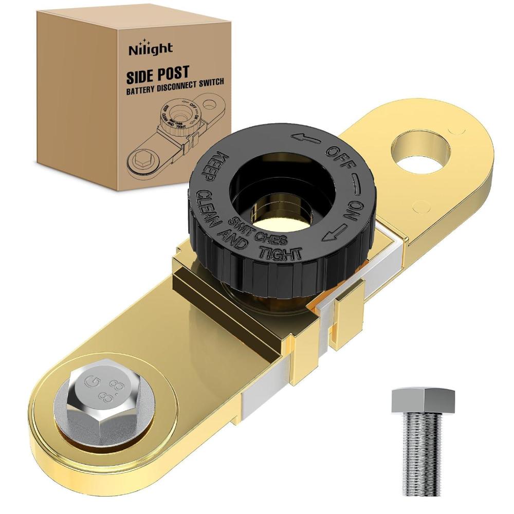 imageNilight Top Post Knife Blade Master Switch 12V 24V 250A Battery Negative Disconnect Shut Off Kill Power Isolator for Car Truck Marine RV Vehicle and Electrical EquipmentSide Post