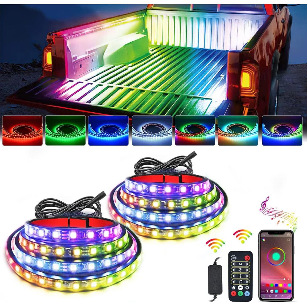 imageNilight Truck Bed Light Strip RGBIC LED Bar for Pickup Multi Dream Color DIY Music Synchronous with APP and RF Remote Control 2PCS 60 inch Cargo Lighting2Pcs RGBIC Bed Strip APP