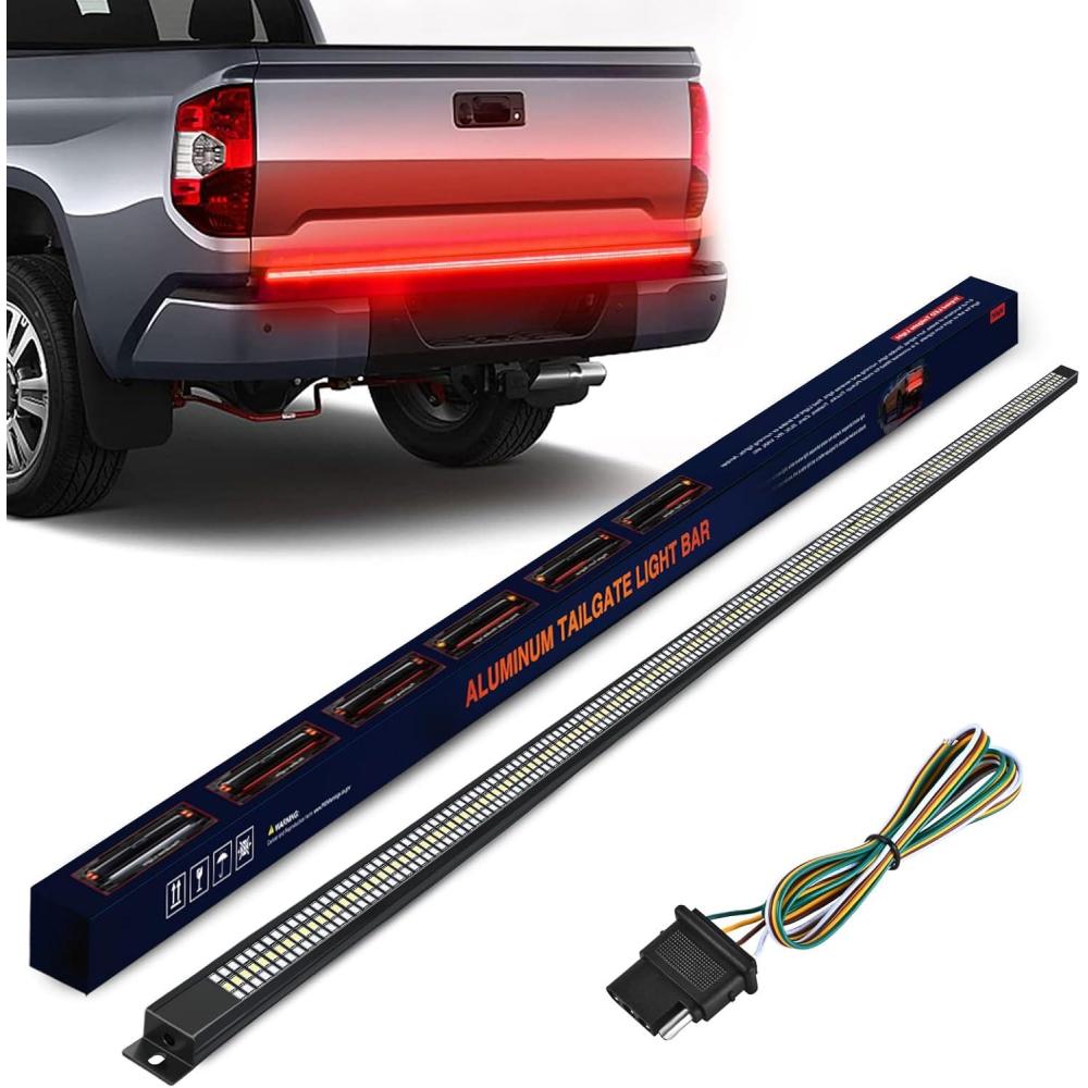 imageNilight Truck Tailgate Light Strip 60quot Aluminum FrameTriple Row Light Bar 1200 LED w Red Running Brake White Reverse Light Red Sequential Turn Signal60 Aluminum Frame Tailgate Light Bar