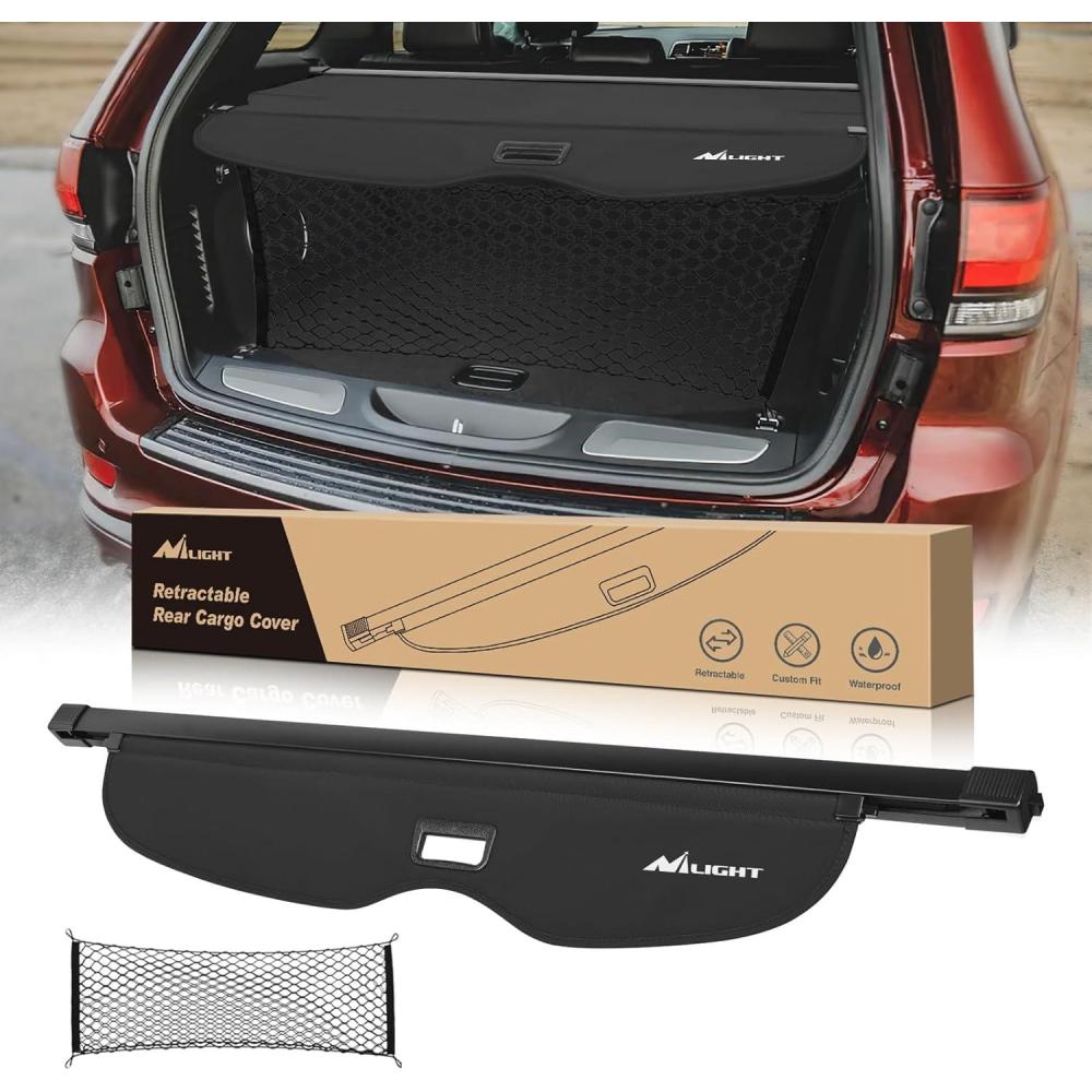 imageNilight Trunk Cargo Cover for Jeep Grand Cherokee Accessories 20112021 Retractable Security Shade Rear Cargo Cover with Trunk Storage Net 1Pack20112021 Jeep Grand Cherokee