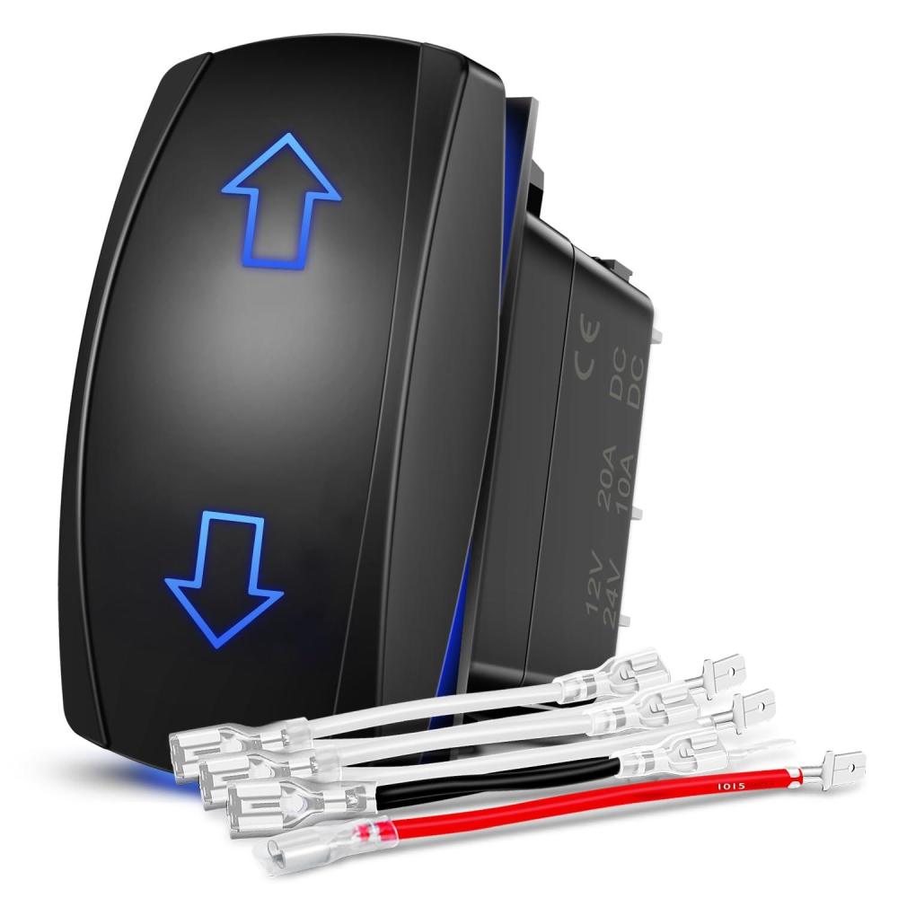 imageNilight Turn Signal Switch Blue 4Pin ONOffON Laser Etched SPDT Toggle Rocker Switches 12V 20A 24V 10A Jumper Wires for Cars RVs Campers TrailersARROWS