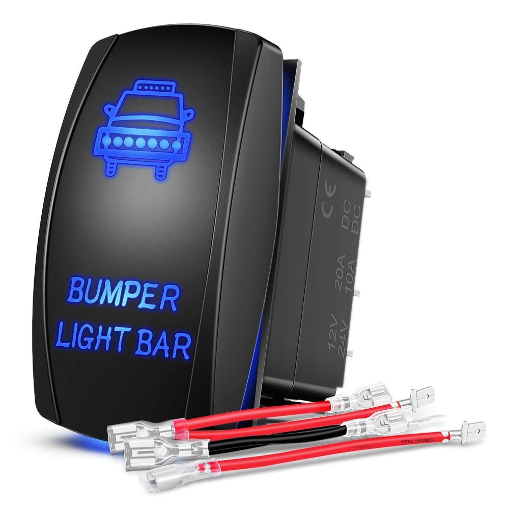 imageNilight Turn Signal Switch Blue 4Pin ONOffON Laser Etched SPDT Toggle Rocker Switches 12V 20A 24V 10A Jumper Wires for Cars RVs Campers TrailersBumper Light Bar