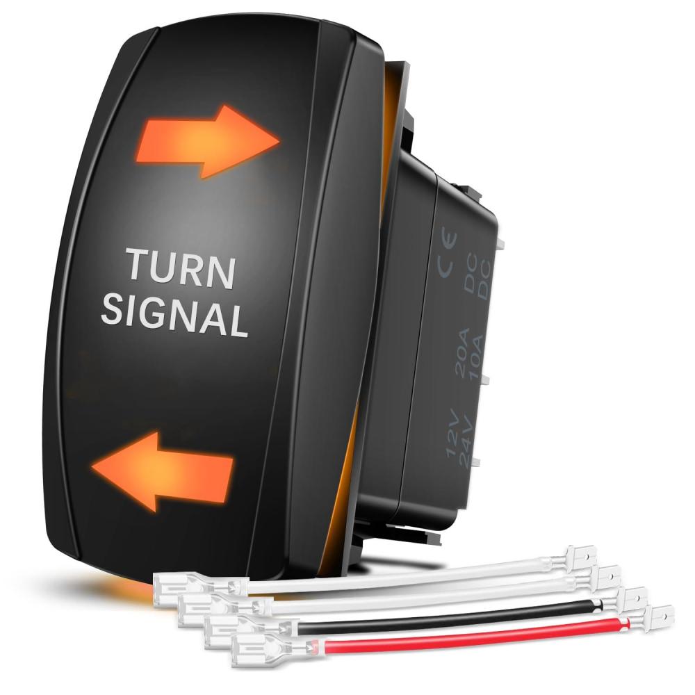 imageNilight Turn Signal Switch Blue 4Pin ONOffON Laser Etched SPDT Toggle Rocker Switches 12V 20A 24V 10A Jumper Wires for Cars RVs Campers TrailersTURN SIGNAL AMBER