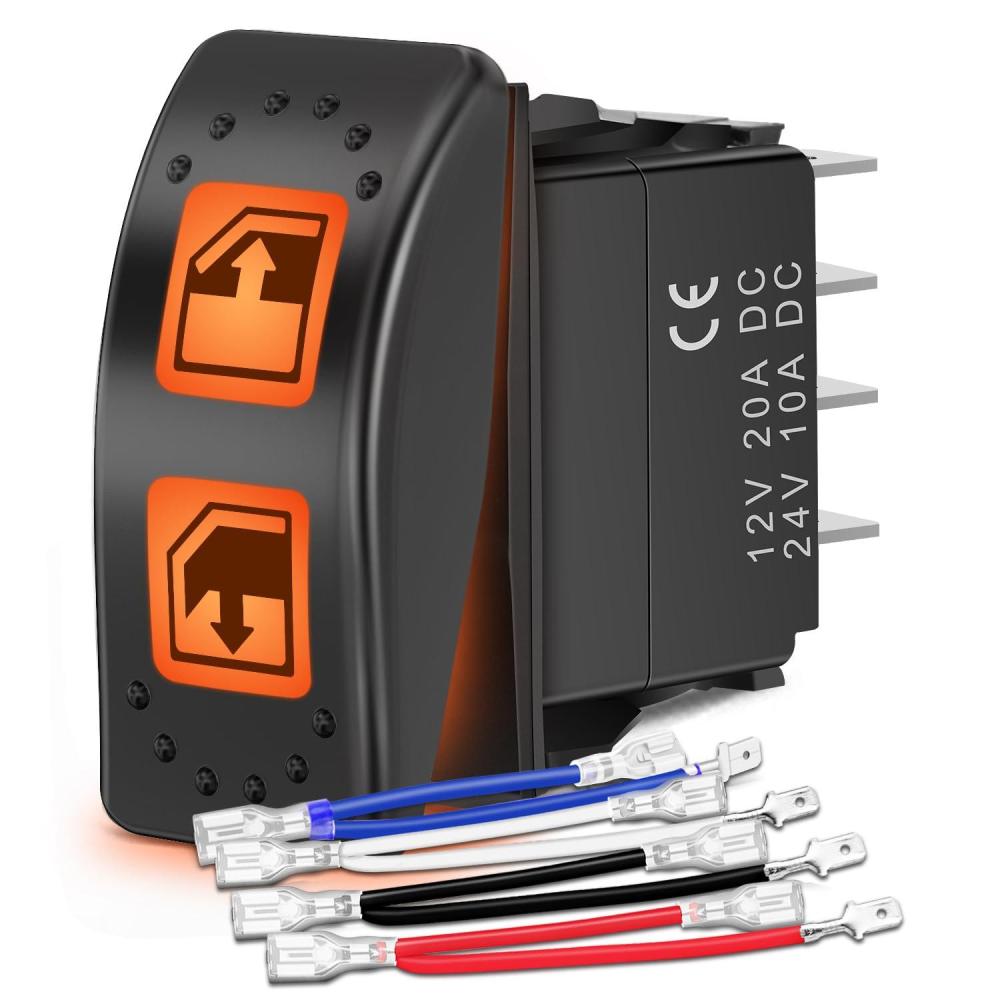 imageNilight UTV Backup Lights Rocker Switch On Off 5 PIN SPST LED Light Bar Switches with Orange Backlit 12V 24V Toggle with Jumper Wires Set for ATVs UTVs Cars Trucks RVsPower Window 8PIN
