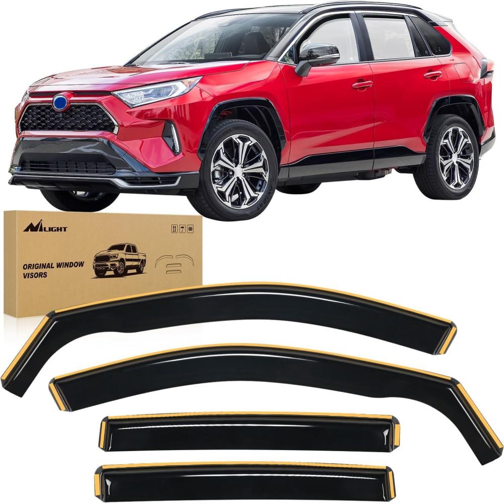 imageNilight in Channel Durable Rain Guards for Toyota RAV4 2019 2020 2021 2022 2023 2024 2025 Window DeflectorsVent Window Visors 4PCS