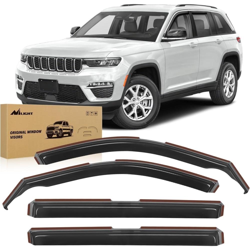 imageNilight in Channel Rain Guards for Jeep Grand Cherokee 2011 2012 2013 2014 2015 2016 2017 2018 2019 2020 Vent Window Visors4pcsGrand Cherokee L 20212024