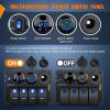 imageNilight  90117G 4 Gang Rocker Switch Panel Waterproof PreWired Aluminum Switch Panel with Dual USB Cigarette Lighter Socket Voltmeter12V24V DC ON Off Switch Panel for Cars Rvs Trucks BluePower Control Blue