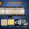 imageNilight 12Inch 300W LED Light Bar Spot Flood Amber White Strobe 6 Modes with Memory Function OffRoad Truck Car ATV SUV Cabin Boat with 16AWG Wiring Harness Kit1 Lead1PC Amber White 6 Modes Lights Wiring