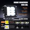 imageNilight 3 Inch Cube LED Pod Light Bar 20W 2100LM Super Flood ScrewLess Offroad Driving Work Lights w16AWG DT Wiring Harness Kit for Truck UTV 4x4 ATV Motorcycle4LED Spot Pod w Amber DRL
