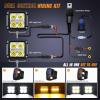 imageNilight 3 Inch Cube LED Pod Light Bar 20W 2100LM Super Flood ScrewLess Offroad Driving Work Lights w16AWG DT Wiring Harness Kit for Truck UTV 4x4 ATV Motorcycle4LED Spot Pod w Amber DRL