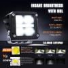 imageNilight 3 Inch Cube LED Pod Light Bar 20W 2100LM Super Flood ScrewLess Offroad Driving Work Lights w16AWG DT Wiring Harness Kit for Truck UTV 4x4 ATV Motorcycle4LED Spot Pod w White DRL