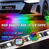 imageNilight 4Pcs Car Underglow Neon Accent Strip Lights 252 LEDs RGB 8 Color Sound Active Function Music Mode with Wireless Remote Control Underbody Light Strips for Cars Van SUV Truck4Pcs Aluminum Underglow Strip Lights Dream Color