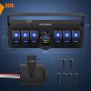 imageNilight 6 Gang Rocker Switch Box 12V SPST ON Off Switch QC 30 USB Charger Voltmeter Waterproof Aluminum Rocker Switch Panel Night Glow Stickers for Boats Cars RVs Trucks 2 Years WarrantyBlueType C USB Box 6Gang Switch Blue