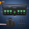 imageNilight 6 Gang Rocker Switch Box 12V SPST ON Off Switch QC 30 USB Charger Voltmeter Waterproof Aluminum Rocker Switch Panel Night Glow Stickers for Boats Cars RVs Trucks 2 Years WarrantyBlueType C USB Box 6Gang Switch Green