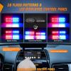 imageNilight 8PCS LED Strobe lights 12V Sync Feature Amber White 12 24LED Emergency Hazard Warning Lights with Controller for Cars Trucks RVs Campers 2 Years WarrantyRedBlue