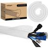 imageNilight Cable Sleeve25ft1inch Cord Management Sleeves Braided Sleeving Split Self Wrapping Wire Loom for Computer Electrical Automotive Harness Protector Organizer WhiteWhite