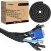 imageNilight Cable Sleeve25ft1inch Cord Management Sleeves Braided Sleeving Split Self Wrapping Wire Loom for Computer Electrical Automotive Harness Protector Organizer WhiteBlack