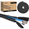 imageNilight Cable Sleeve25ft1inch Cord Management Sleeves Braided Sleeving Split Self Wrapping Wire Loom for Computer Electrical Automotive Harness Protector Organizer WhiteBlack