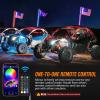 imageNilight LED Fat Whip Light 2PCS 1FT RGB Lighted Antenna Whips with Remote ampamp App Control DIY Chasing Patterns Brake Reverse Turn Lights for ATV UTV Polaris RZR Canam Dune Buggy Pickup Trucks Jeep3FT1PC