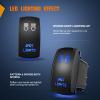 imageNilight Turn Signal Switch Blue 4Pin ONOffON Laser Etched SPDT Toggle Rocker Switches 12V 20A 24V 10A Jumper Wires for Cars RVs Campers TrailersSPOT LIGHTS